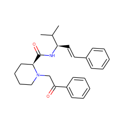 CC(C)[C@@H](/C=C/c1ccccc1)NC(=O)[C@@H]1CCCCN1CC(=O)c1ccccc1 ZINC000026817156