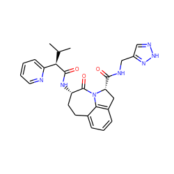 CC(C)[C@@H](C(=O)N[C@H]1CCc2cccc3c2N(C1=O)[C@H](C(=O)NCc1cn[nH]n1)C3)c1ccccn1 ZINC000013445530