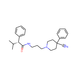 CC(C)[C@@H](C(=O)NCCCN1CCC(C#N)(c2ccccc2)CC1)c1ccccc1 ZINC000029388814