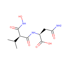 CC(C)[C@@H](C(=O)NO)C(=O)N[C@@H](CC(N)=O)C(=O)O ZINC000013741606