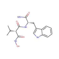 CC(C)[C@@H](C(=O)NO)C(=O)N[C@@H](Cc1c[nH]c2ccccc12)C(N)=O ZINC000013741611