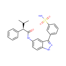 CC(C)[C@@H](C(=O)Nc1ccc2[nH]nc(-c3cccc(S(N)(=O)=O)c3)c2c1)c1ccccc1 ZINC000299822592