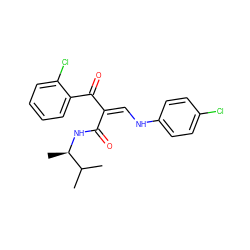 CC(C)[C@@H](C)NC(=O)/C(=C\Nc1ccc(Cl)cc1)C(=O)c1ccccc1Cl ZINC000028701980