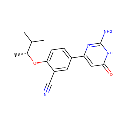 CC(C)[C@@H](C)Oc1ccc(-c2cc(=O)[nH]c(N)n2)cc1C#N ZINC000095583080