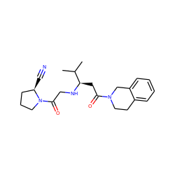 CC(C)[C@@H](CC(=O)N1CCc2ccccc2C1)NCC(=O)N1CCC[C@H]1C#N ZINC000013679186