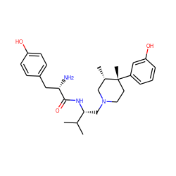 CC(C)[C@@H](CN1CC[C@@](C)(c2cccc(O)c2)[C@@H](C)C1)NC(=O)[C@@H](N)Cc1ccc(O)cc1 ZINC000013523921