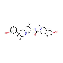 CC(C)[C@@H](CN1CC[C@@](C)(c2cccc(O)c2)[C@@H](C)C1)NC(=O)[C@H]1Cc2ccc(O)cc2CN1C ZINC000026839144