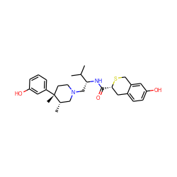 CC(C)[C@@H](CN1CC[C@@](C)(c2cccc(O)c2)[C@@H](C)C1)NC(=O)[C@H]1Cc2ccc(O)cc2CS1 ZINC000034637760