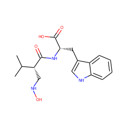 CC(C)[C@@H](CNO)C(=O)N[C@@H](Cc1c[nH]c2ccccc12)C(=O)O ZINC000026260594