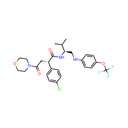 CC(C)[C@@H](CNc1ccc(OC(F)(F)F)cc1)NC(=O)[C@@H](CC(=O)N1CCOCC1)c1ccc(Cl)cc1 ZINC000014971778