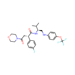 CC(C)[C@@H](CNc1ccc(OC(F)(F)F)cc1)NC(=O)[C@@H](CC(=O)N1CCOCC1)c1ccc(F)cc1 ZINC000014971774