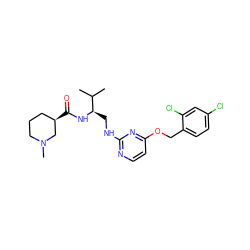 CC(C)[C@@H](CNc1nccc(OCc2ccc(Cl)cc2Cl)n1)NC(=O)[C@@H]1CCCN(C)C1 ZINC000028567886