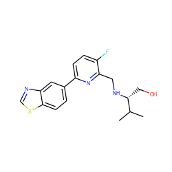 CC(C)[C@@H](CO)NCc1nc(-c2ccc3scnc3c2)ccc1F ZINC000216158779