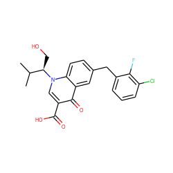 CC(C)[C@@H](CO)n1cc(C(=O)O)c(=O)c2cc(Cc3cccc(Cl)c3F)ccc21 ZINC000013682477