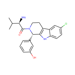 CC(C)[C@@H](N)C(=O)N1CCc2c([nH]c3ccc(Cl)cc23)[C@@H]1c1cccc(O)c1 ZINC000045336837