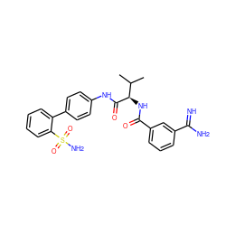 CC(C)[C@@H](NC(=O)c1cccc(C(=N)N)c1)C(=O)Nc1ccc(-c2ccccc2S(N)(=O)=O)cc1 ZINC000026748066