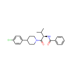 CC(C)[C@@H](NC(=O)c1ccccc1)C(=O)N1CCC(c2ccc(Cl)cc2)CC1 ZINC000095577961