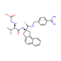 CC(C)[C@@H](NCC(=O)O)C(=O)N[C@]1(C(=O)NCc2ccc(C(=N)N)cc2)Cc2ccc3ccccc3c2C1 ZINC000036107732