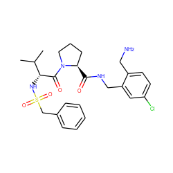 CC(C)[C@@H](NS(=O)(=O)Cc1ccccc1)C(=O)N1CCC[C@H]1C(=O)NCc1cc(Cl)ccc1CN ZINC000095579462