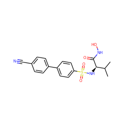 CC(C)[C@@H](NS(=O)(=O)c1ccc(-c2ccc(C#N)cc2)cc1)C(=O)NO ZINC000013803862