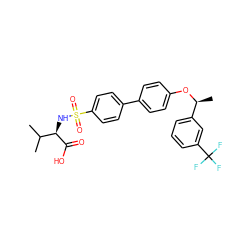 CC(C)[C@@H](NS(=O)(=O)c1ccc(-c2ccc(O[C@@H](C)c3cccc(C(F)(F)F)c3)cc2)cc1)C(=O)O ZINC000073137821