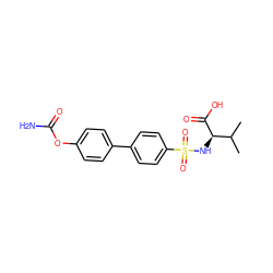 CC(C)[C@@H](NS(=O)(=O)c1ccc(-c2ccc(OC(N)=O)cc2)cc1)C(=O)O ZINC000073139622