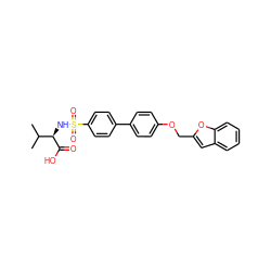 CC(C)[C@@H](NS(=O)(=O)c1ccc(-c2ccc(OCc3cc4ccccc4o3)cc2)cc1)C(=O)O ZINC000028563564