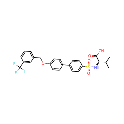 CC(C)[C@@H](NS(=O)(=O)c1ccc(-c2ccc(OCc3cccc(C(F)(F)F)c3)cc2)cc1)C(=O)O ZINC000073138569