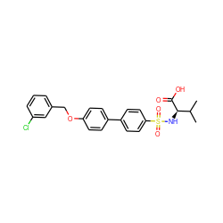 CC(C)[C@@H](NS(=O)(=O)c1ccc(-c2ccc(OCc3cccc(Cl)c3)cc2)cc1)C(=O)O ZINC000073140118