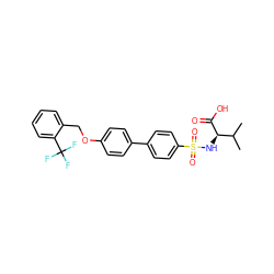 CC(C)[C@@H](NS(=O)(=O)c1ccc(-c2ccc(OCc3ccccc3C(F)(F)F)cc2)cc1)C(=O)O ZINC000073138565