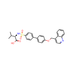 CC(C)[C@@H](NS(=O)(=O)c1ccc(-c2ccc(OCc3ccnc4ccccc34)cc2)cc1)C(=O)O ZINC000073138600