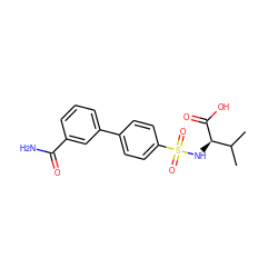 CC(C)[C@@H](NS(=O)(=O)c1ccc(-c2cccc(C(N)=O)c2)cc1)C(=O)O ZINC000073141621