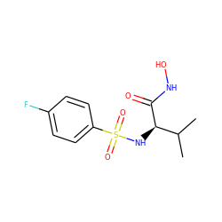 CC(C)[C@@H](NS(=O)(=O)c1ccc(F)cc1)C(=O)NO ZINC000014946062