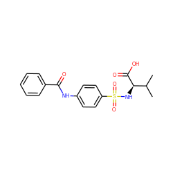 CC(C)[C@@H](NS(=O)(=O)c1ccc(NC(=O)c2ccccc2)cc1)C(=O)O ZINC000013778453