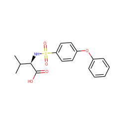 CC(C)[C@@H](NS(=O)(=O)c1ccc(Oc2ccccc2)cc1)C(=O)O ZINC000013778409