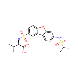 CC(C)[C@@H](NS(=O)(=O)c1ccc2oc3cc(NS(=O)(=O)C(C)C)ccc3c2c1)C(=O)O ZINC000040914527