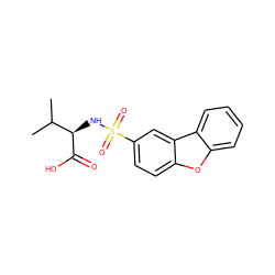 CC(C)[C@@H](NS(=O)(=O)c1ccc2oc3ccccc3c2c1)C(=O)O ZINC000040836310