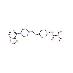 CC(C)[C@@H](O)C(=O)N[C@H]1CC[C@H](CCN2CCN(c3cccc4c3OCO4)CC2)CC1 ZINC000261070890