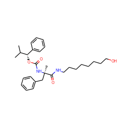 CC(C)[C@@H](OC(=O)N[C@](C)(Cc1ccccc1)C(=O)NCCCCCCCCO)c1ccccc1 ZINC000013755611