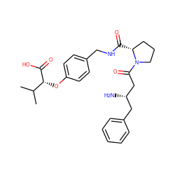 CC(C)[C@@H](Oc1ccc(CNC(=O)[C@@H]2CCCN2C(=O)C[C@@H](N)Cc2ccccc2)cc1)C(=O)O ZINC000028386837