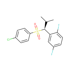 CC(C)[C@@H](c1cc(F)ccc1F)S(=O)(=O)c1ccc(Cl)cc1 ZINC000028520497