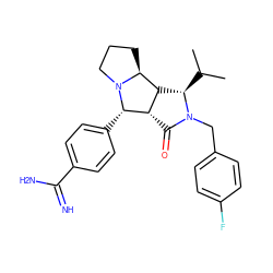 CC(C)[C@@H]1[C@@H]2[C@H](C(=O)N1Cc1ccc(F)cc1)[C@H](c1ccc(C(=N)N)cc1)N1CCC[C@@H]21 ZINC000096941633