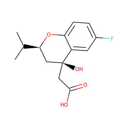 CC(C)[C@@H]1C[C@@](O)(CC(=O)O)c2cc(F)ccc2O1 ZINC000013456257