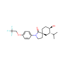 CC(C)[C@@H]1C[C@@]2(CC[C@H]1O)CCN(c1ccc(OCC(F)(F)F)cc1)C2=O ZINC000169702041