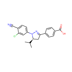 CC(C)[C@@H]1CC(c2ccc(C(=O)O)cc2)=NN1c1ccc(C#N)c(Cl)c1 ZINC000058569055