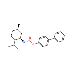 CC(C)[C@@H]1CC[C@@H](C)C[C@H]1NC(=O)Oc1ccc(-c2ccccc2)cc1 ZINC000049071279