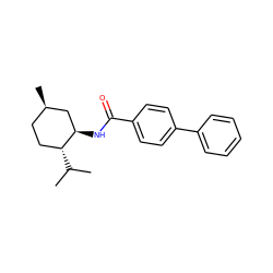 CC(C)[C@@H]1CC[C@@H](C)C[C@H]1NC(=O)c1ccc(-c2ccccc2)cc1 ZINC000049069052