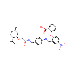 CC(C)[C@@H]1CC[C@@H](C)C[C@H]1OCC(=O)NCc1ccc(NCc2cc([N+](=O)[O-])ccc2Oc2ccccc2C(=O)O)cc1 ZINC000027075291