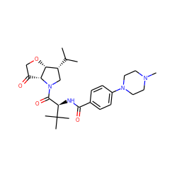 CC(C)[C@@H]1CN(C(=O)[C@@H](NC(=O)c2ccc(N3CCN(C)CC3)cc2)C(C)(C)C)[C@@H]2C(=O)CO[C@@H]21 ZINC000096170024