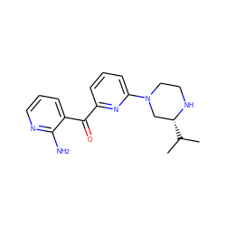 CC(C)[C@@H]1CN(c2cccc(C(=O)c3cccnc3N)n2)CCN1 ZINC000084654256